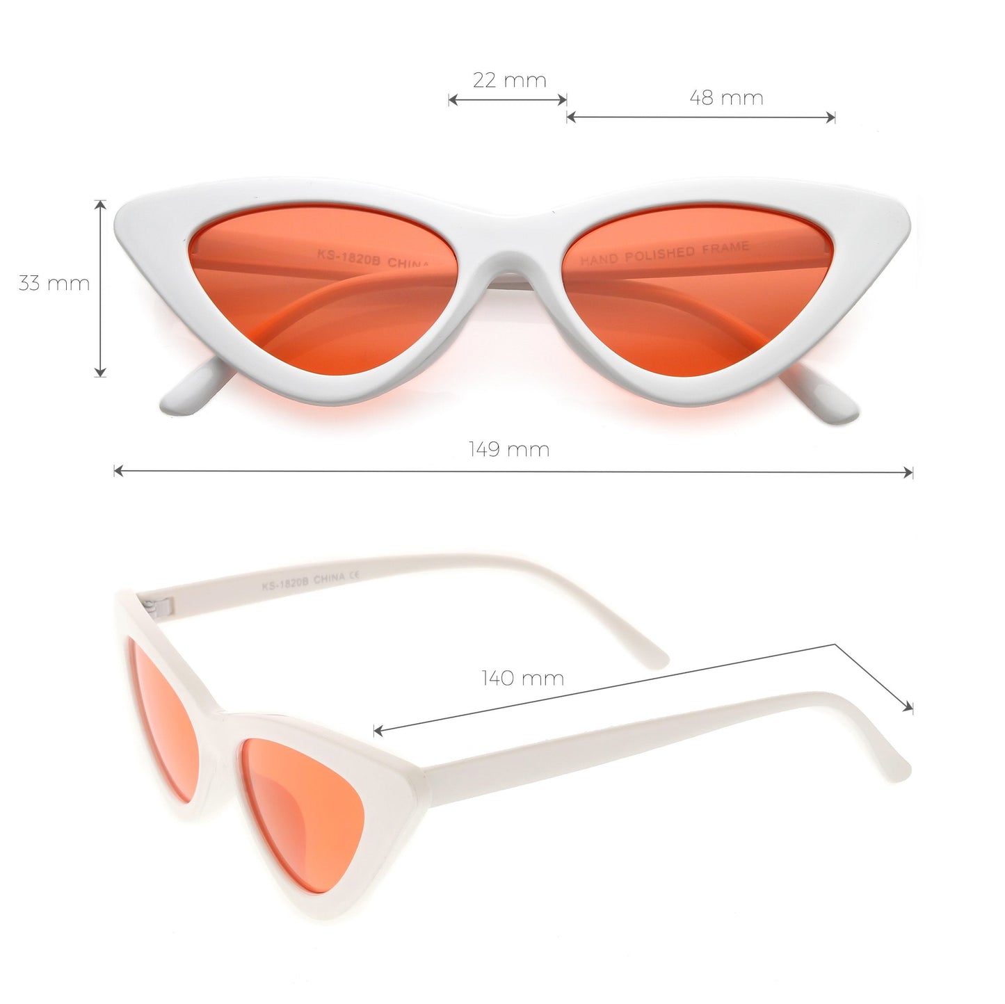 Women's Retro Side Angle Cat Eye Color Lens Sunglasses C510