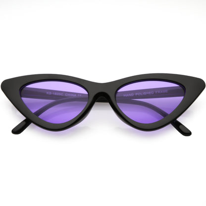 Women's Retro Flat Angle Colored Lens Black Frame Sunglasses C511