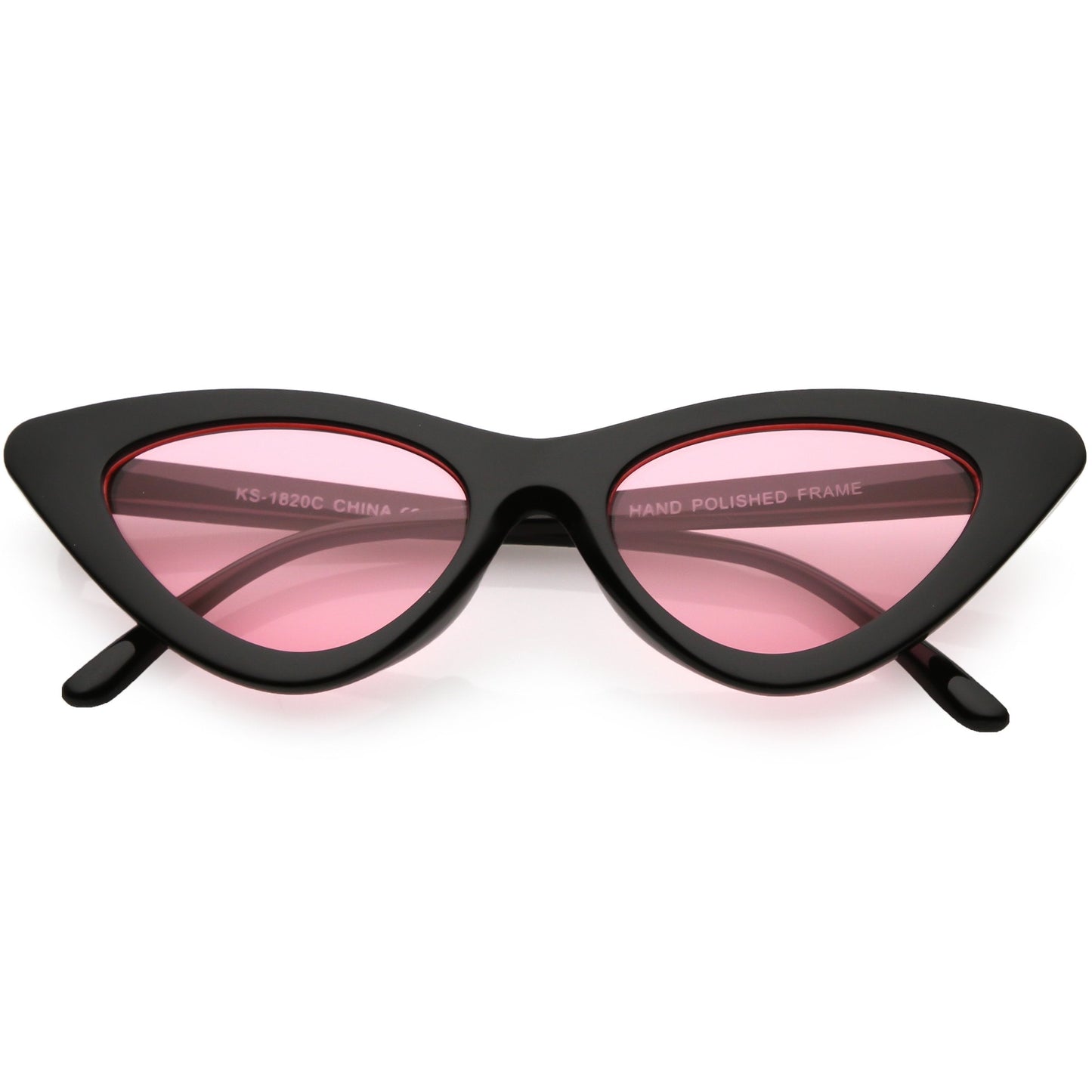 Women's Retro Flat Angle Colored Lens Black Frame Sunglasses C511