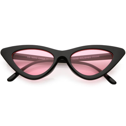 Women's Retro Flat Angle Colored Lens Black Frame Sunglasses C511