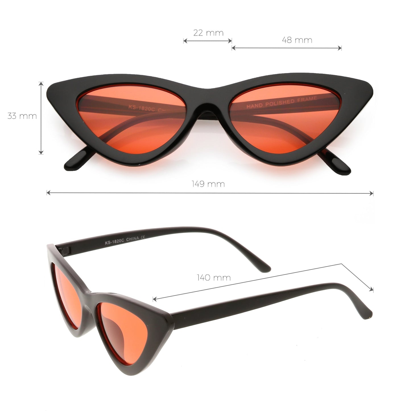 Women's Retro Flat Angle Colored Lens Black Frame Sunglasses C511