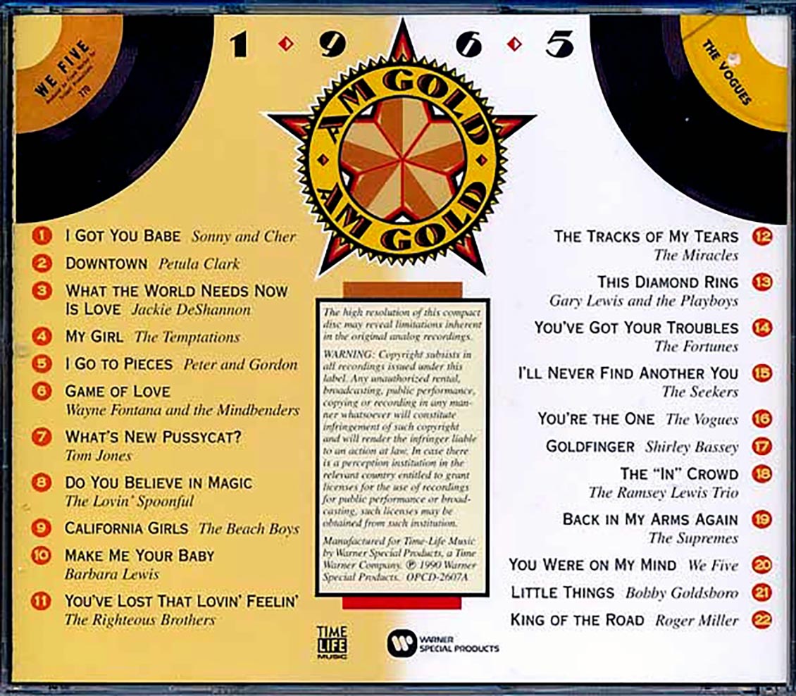 Paula Clark, Jackie DeShannon, Temptations, Tom Jones, Etc. - AM Gold 1965 (marked/ltd stock) Music CD