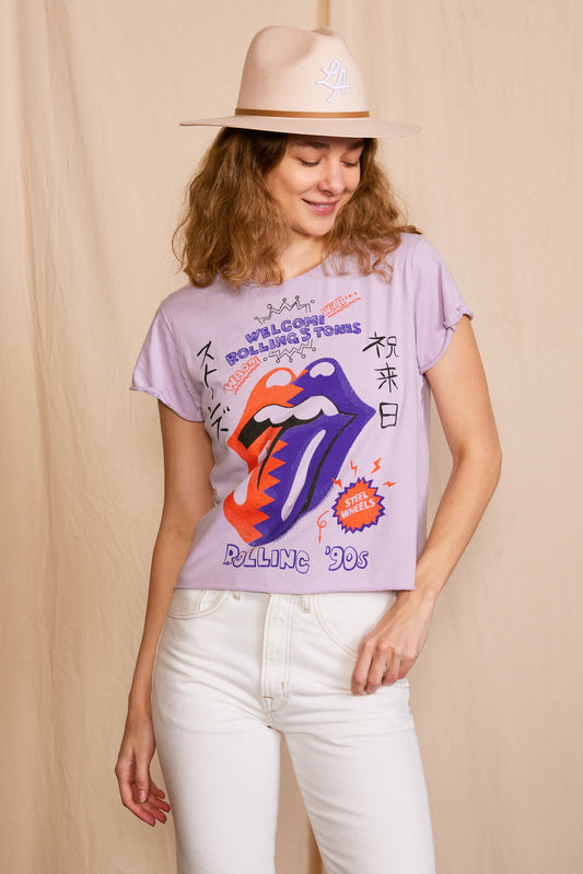 The Rolling Stones Rolling 90's Womens Tee Shirt Purple