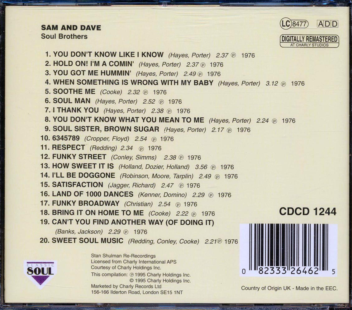 Sam & Dave - Soul Brothers Music CD