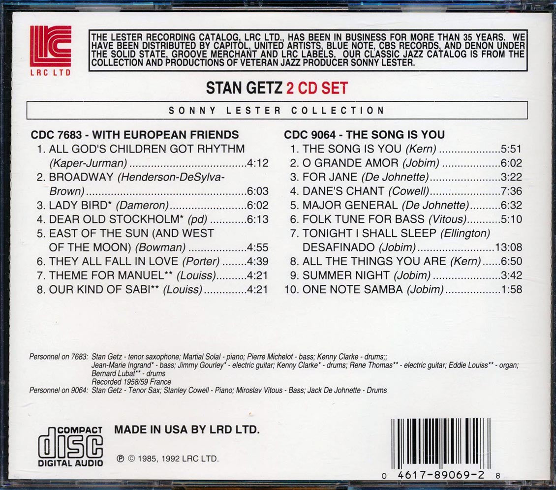 Stan Getz - With European Friends + The Song Is You (2xCD) Music CD