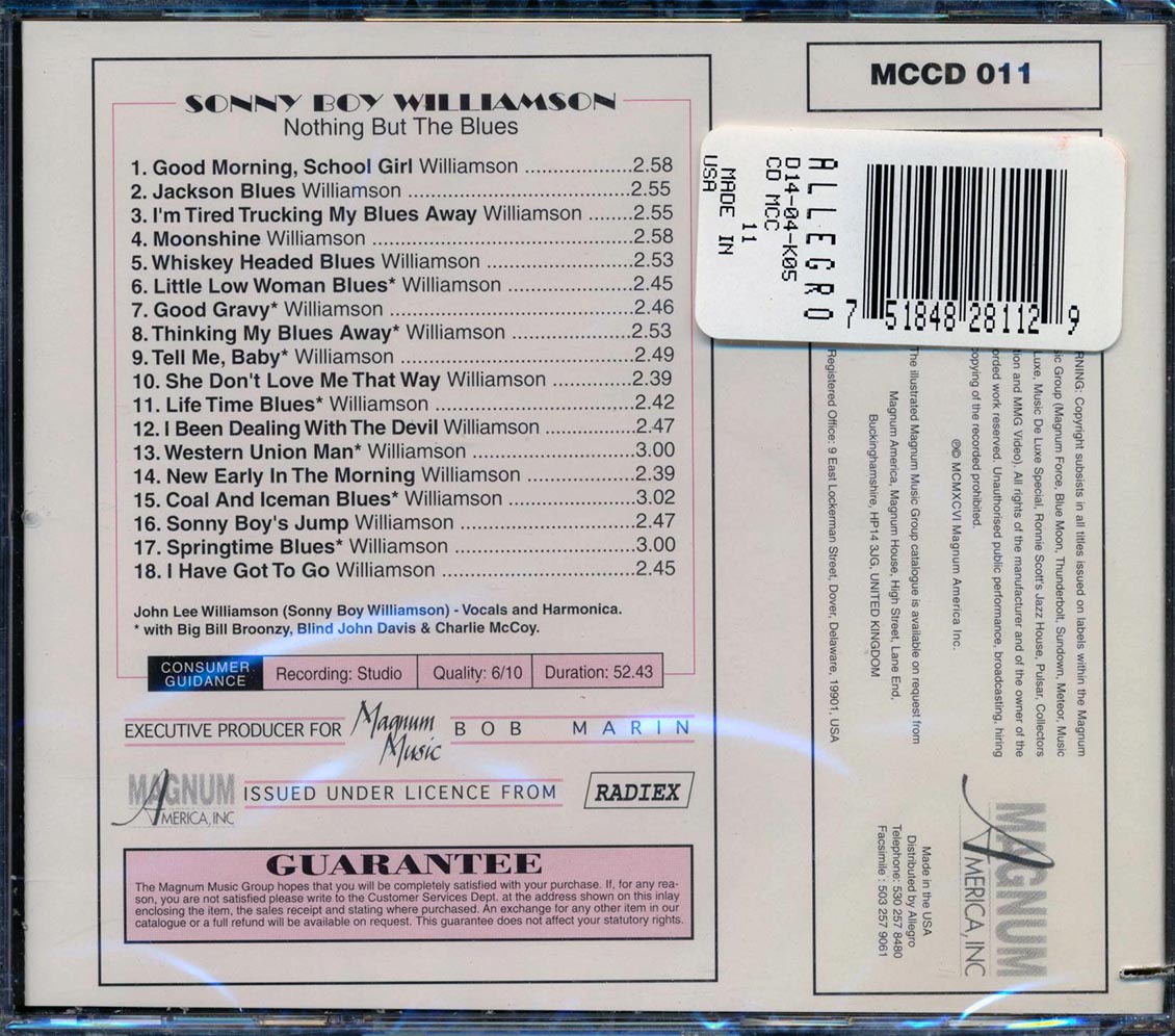 Sonny Boy Williamson - Nothing But The Blues (marked/ltd stock) (remastered) Music CD