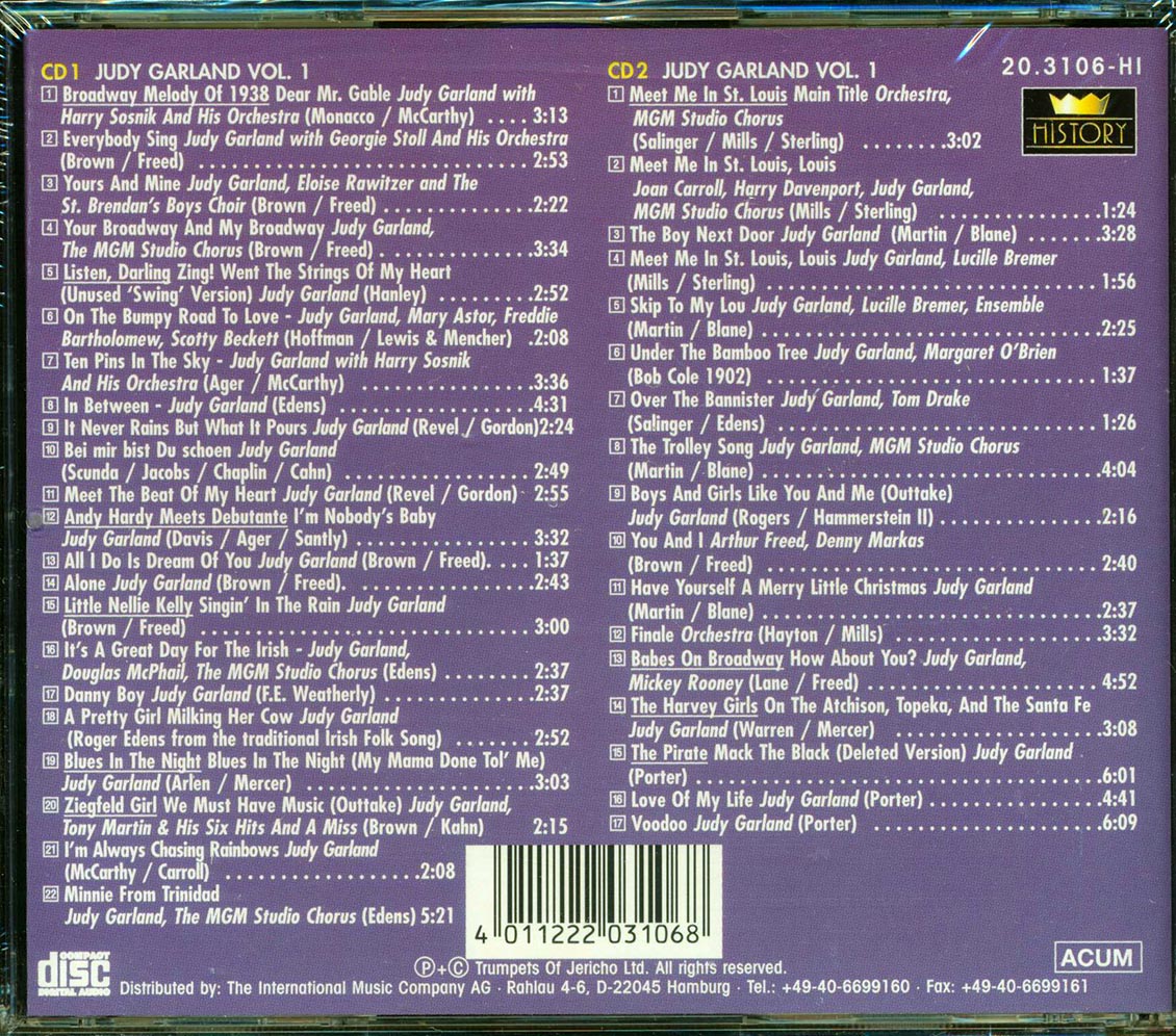 Judy Garland - The Sound Of The Movies Volume 1 (39 tracks) (2xCD) Music CD