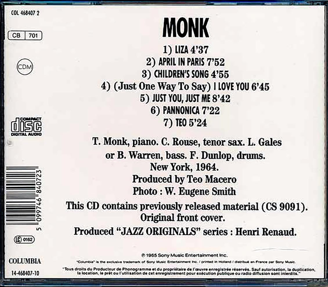 Thelonious Monk - Monk Music CD