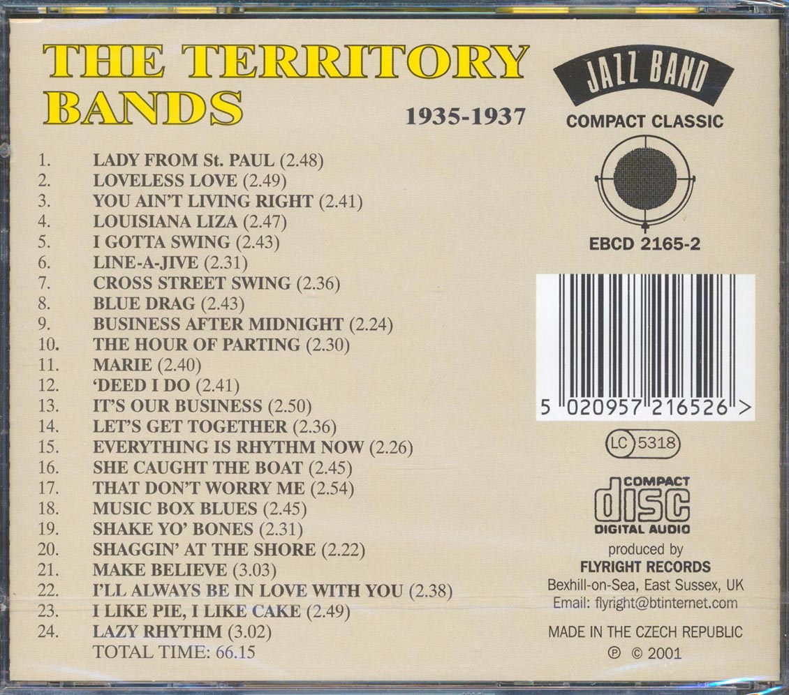 Nate Leslie, Bobby Gordon, Blanche Calloway, Etc. - The Territory Bands 1935-1937 Music CD