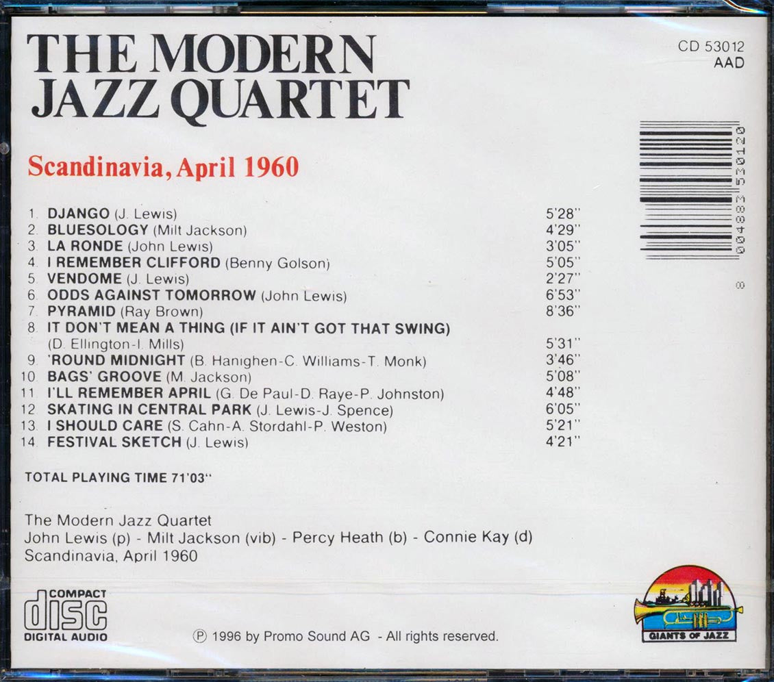 Modern Jazz Quartet - In Concert: Scandinavia April 1960 Music CD