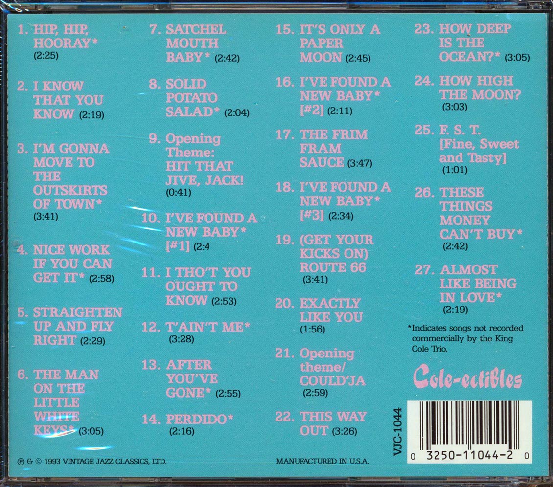 Nat King Cole Trio Frank Sinatra Straighten Up And Fly Right! 27 tracks Music CD