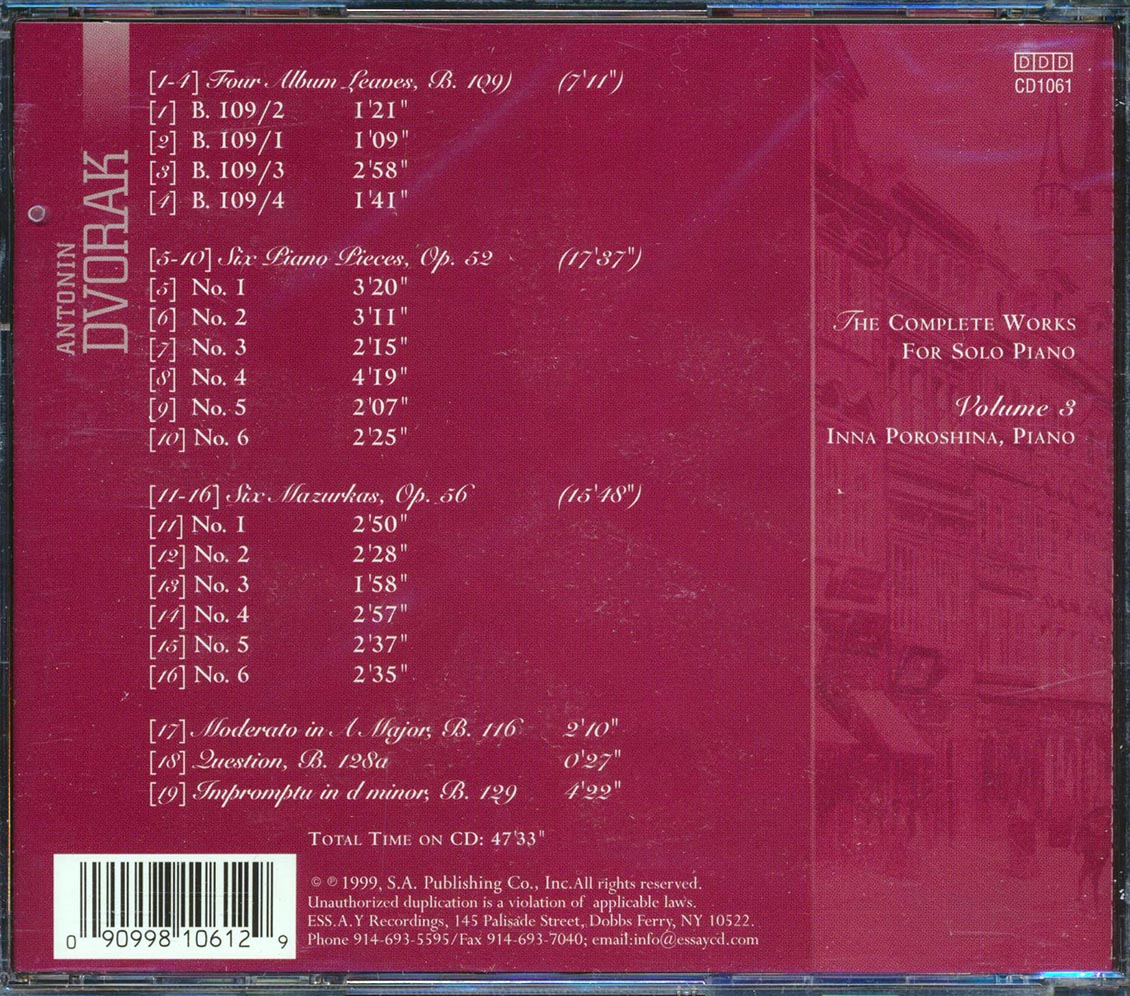 Antonin Dvorak - Piano Music Volume 3: The Complete Works For Solo Piano Music CD