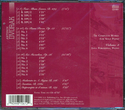 Antonin Dvorak - Piano Music Volume 3: The Complete Works For Solo Piano Music CD
