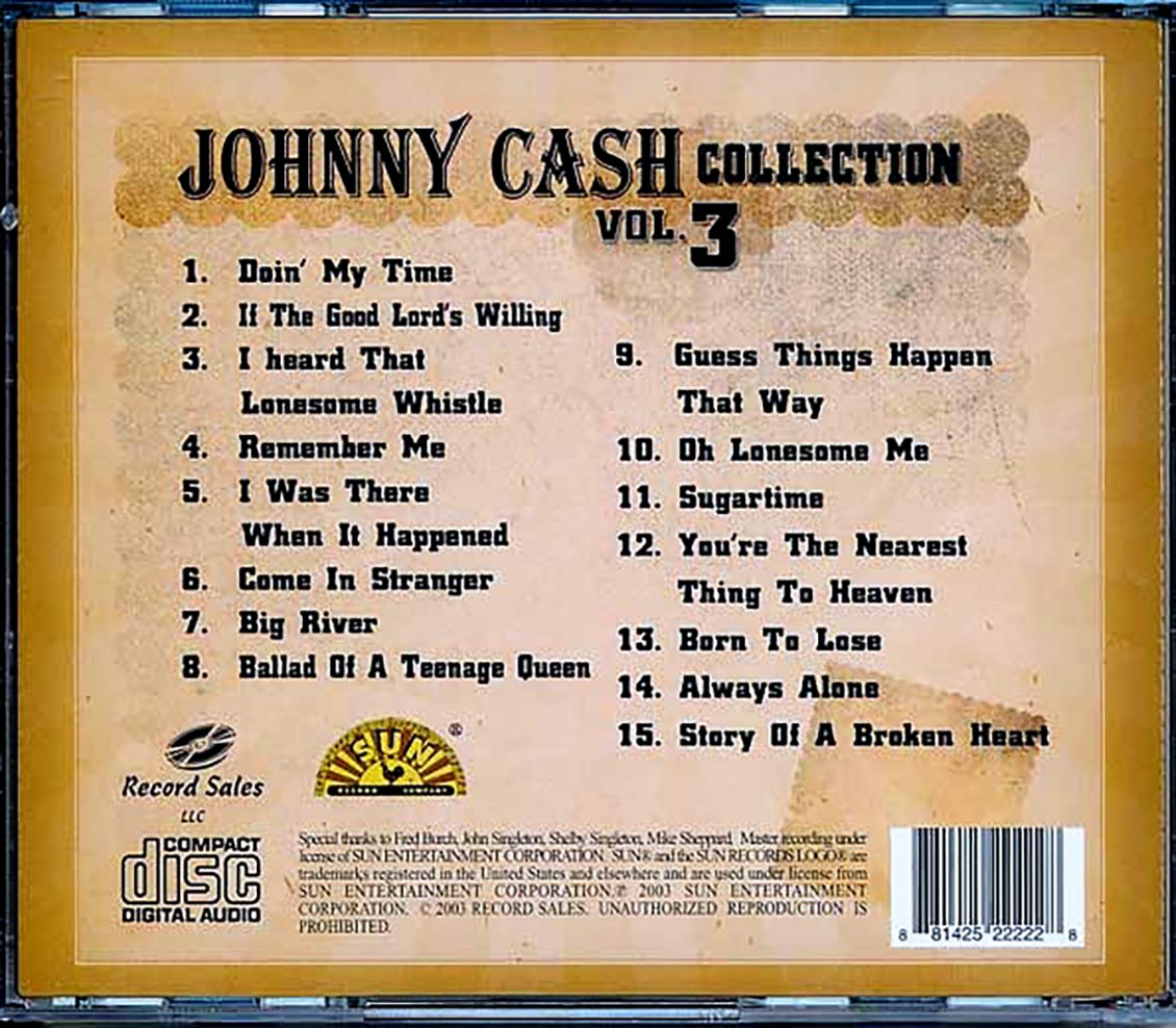 Johnny Cash - Johnny Cash Collection Volume 3 Music CD