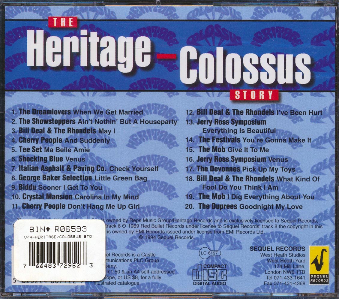 Shocking Blue, Bill Deal & The Rhondels, The Dreamlovers, Cherry People, Etc. - The Heritage And Colossus Story Music CD
