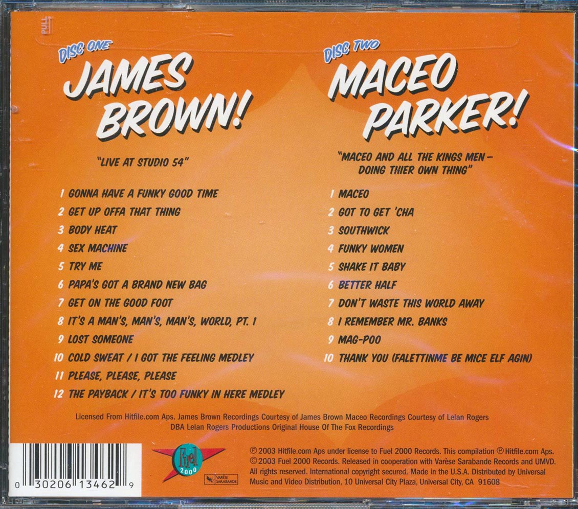 James Brown Maceo Parker The Greatest Soul On Earth! Live At Studio 54 + Maceo & All The King's Men Doing Their Own Thing 22 tracks 2xCD incl large booklet Music CD