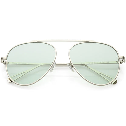 Premium Oversize Color Tone Flat Lens Metal Aviator Sunglasses C508