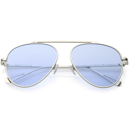 Premium Oversize Color Tone Flat Lens Metal Aviator Sunglasses C508
