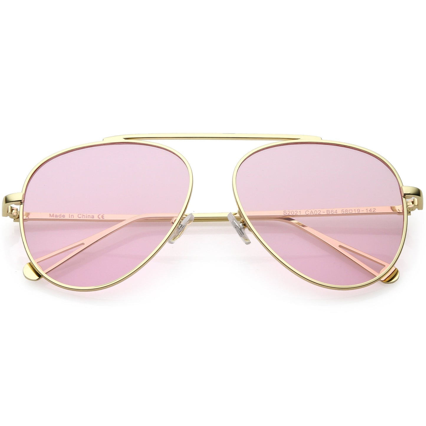 Premium Oversize Color Tone Flat Lens Metal Aviator Sunglasses C508