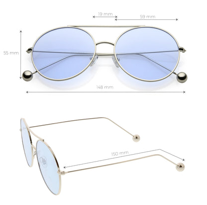 Premium Oversize Color Oval Plat Lens Aviator Sunglasses C498