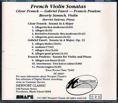 Franck, Faure, Poulenc - Violin Sonatas Music CD