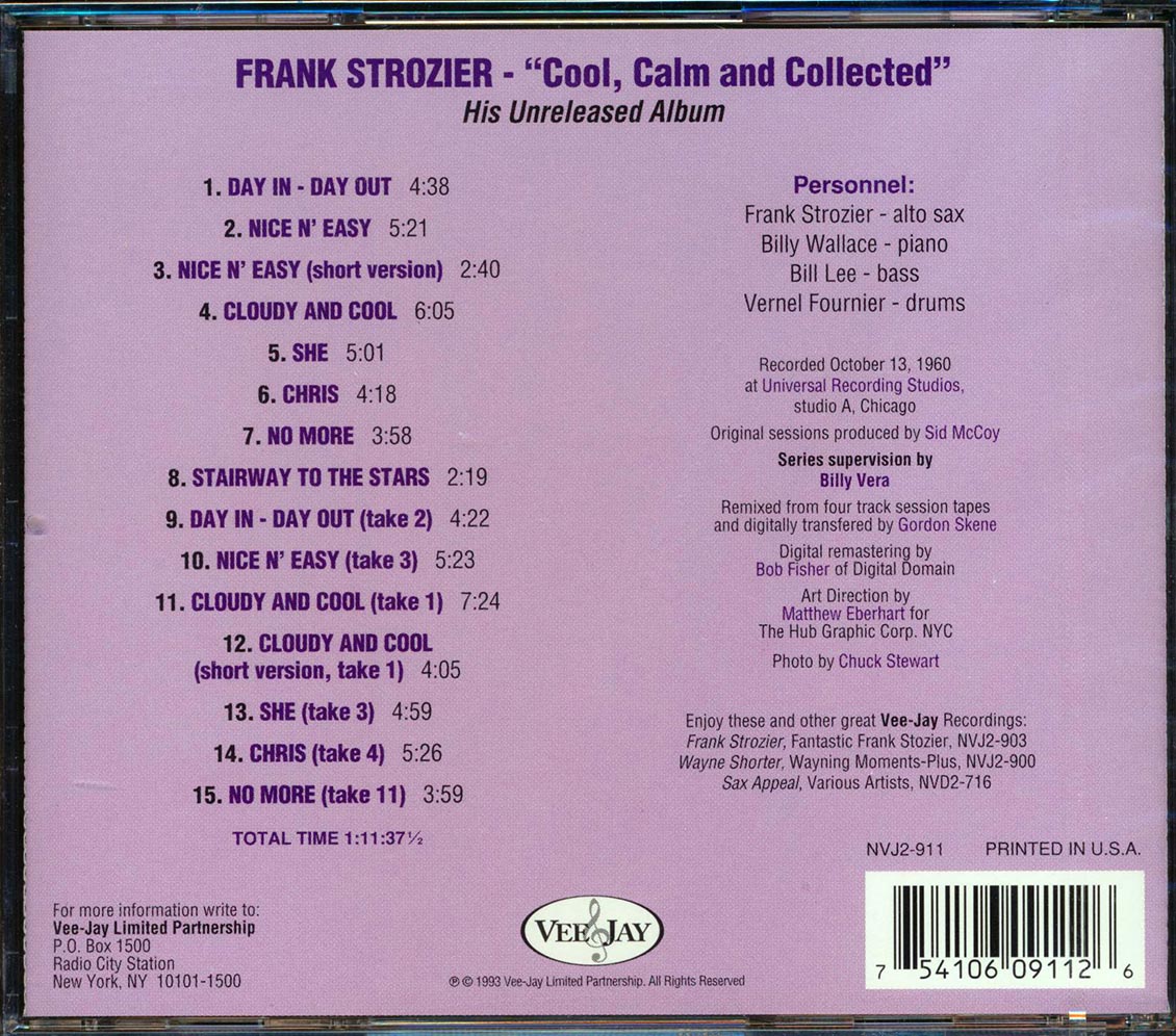 Frank Strozier - Cool, Calm And Collected: The Unreleased Frank Strozier Music CD