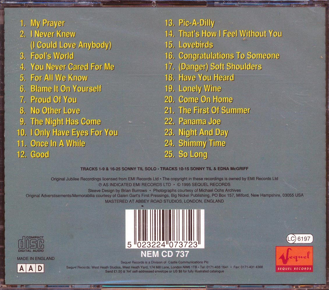 Sonny Til, Edna McGriff - Solo (incl. large booklet) Music CD