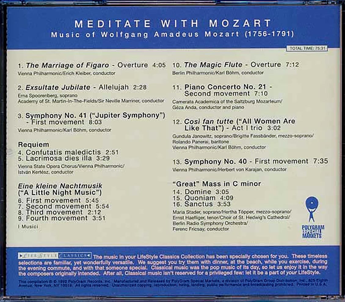 Various - Meditate With Mozart Music CD