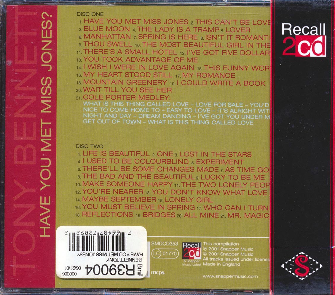 Tony Bennett - Have You Met Miss Jones? (42 tracks) (2xCD) (incl. large booklet) Music CD