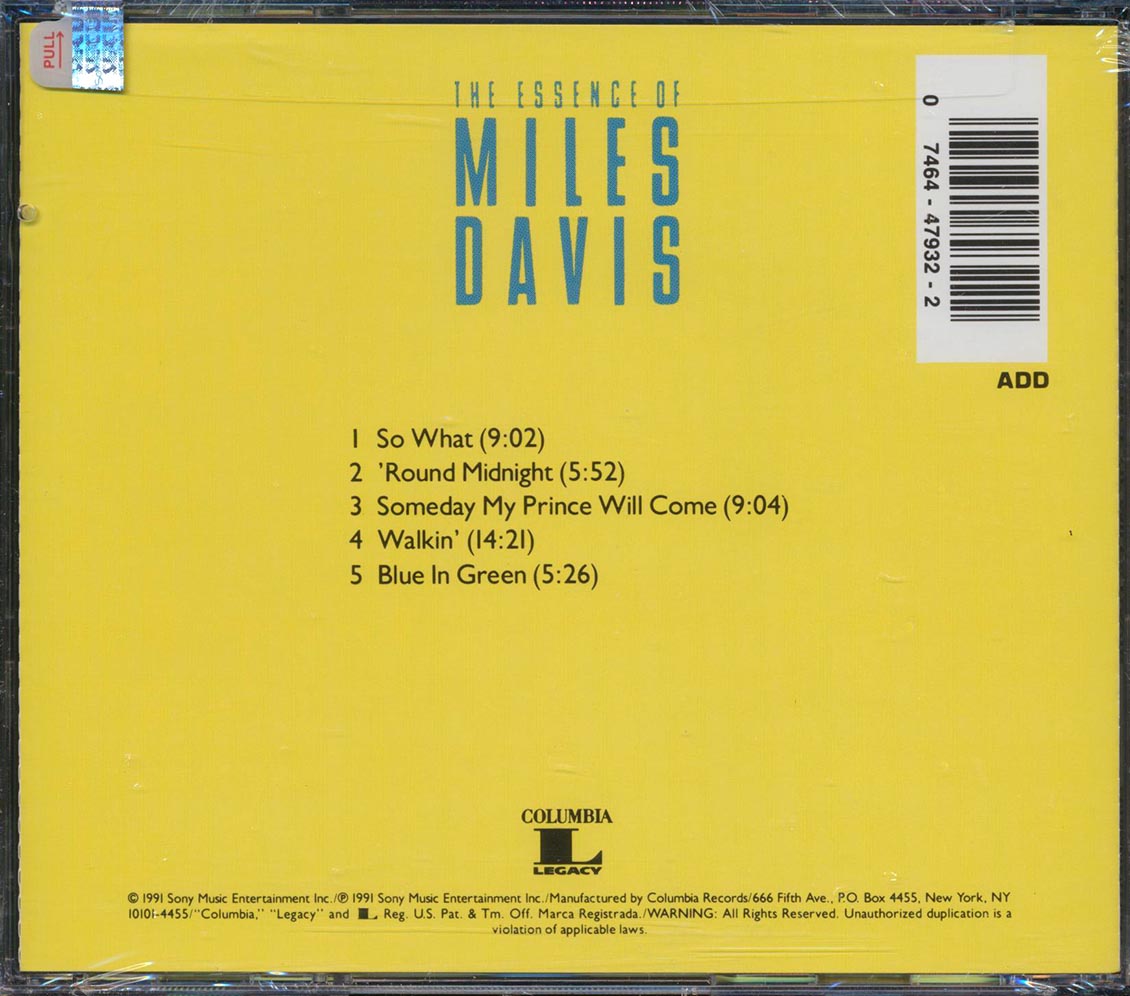 Miles Davis The Essence Of Miles Davis Music CD