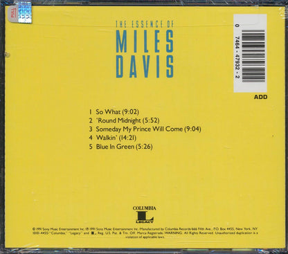 Miles Davis The Essence Of Miles Davis Music CD