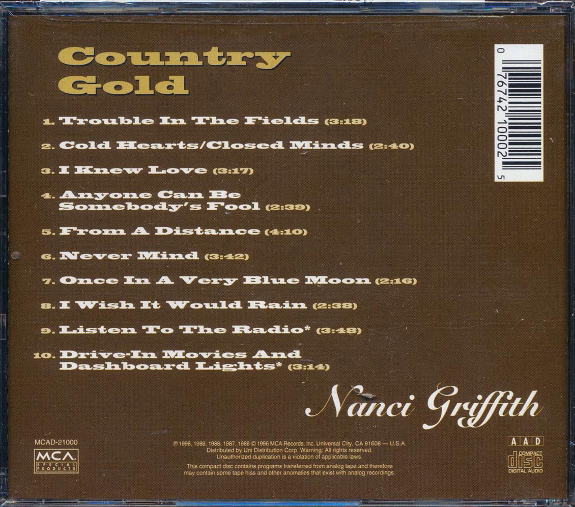 Nanci Griffith - Country Gold Music CD