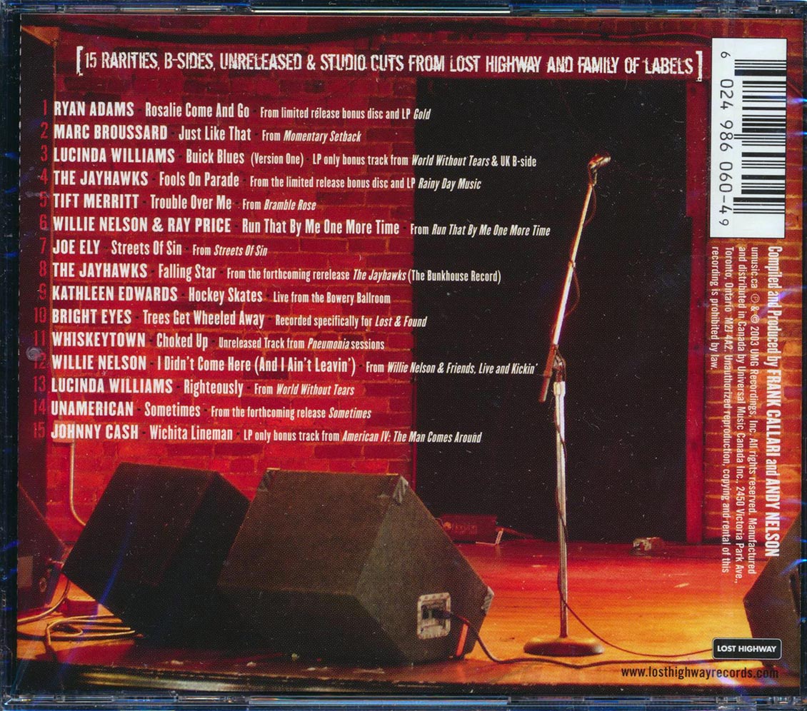 Ryan Adams, Marc Broussard, Lucinda Williams, The Jayhawks, Etc. - Lost & Found Volume 1 Music CD