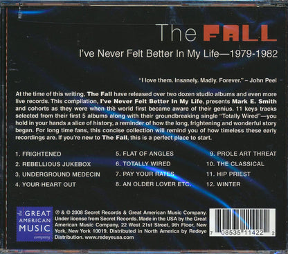 The Fall I've Never Felt Better In My Life 1979 1982 Music CD