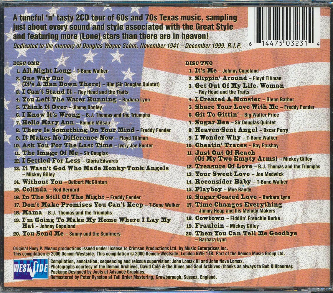 Johnny Copeland, Sir Douglas Quintet, Barbara Lynn, Roy Head, Etc. - Lone Star Jukebox: Two Decades Of Texas Treats (40 tracks) (2xCD) (incl. large booklet) Music CD