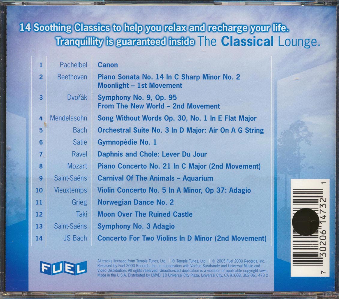 Mozart, Bach, Beethoven, Etc. - The Classical Lounge: 1 Hour Of Relaxing Popular Classics (marked/ltd stock) Music CD
