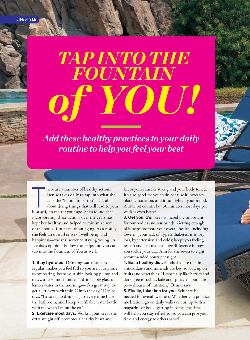 Denise Austin's Fit Over 50 - Summer 2024: Beach Body Issue, Strength, Cardio & Outdoor Workouts, 24 Backyard Nutritious Recipes, Banish Bloat, Natural Makeup, Denise's Beach Bag, Hormones & More!