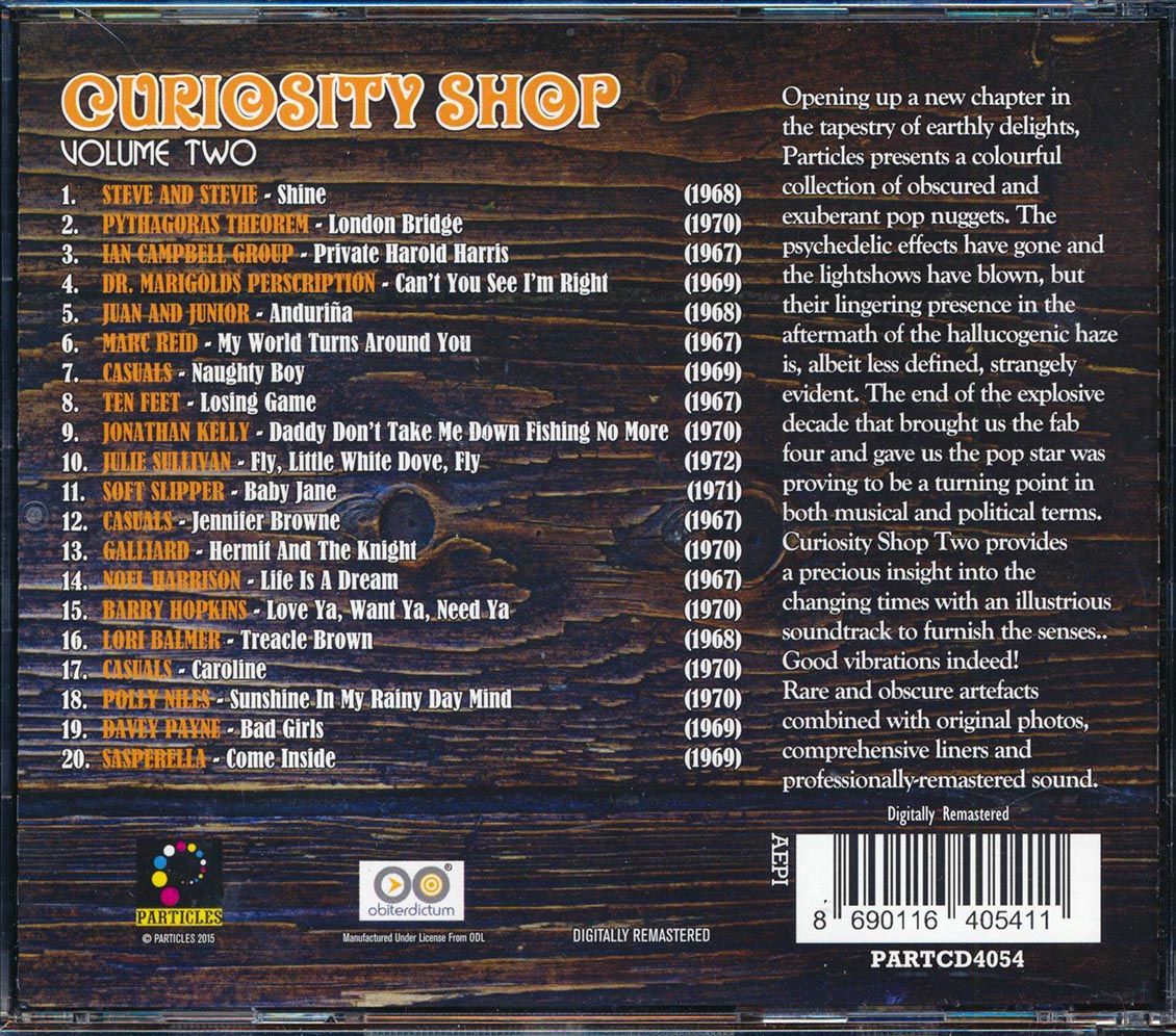 Casuals, Polly Niles, Soft Slipper, Ten Feet - Curiousity Shop Volume 2: A Rare Collection Of Aural Antiquities And Objects D'art From The British Isles 1967-1972 Music CD