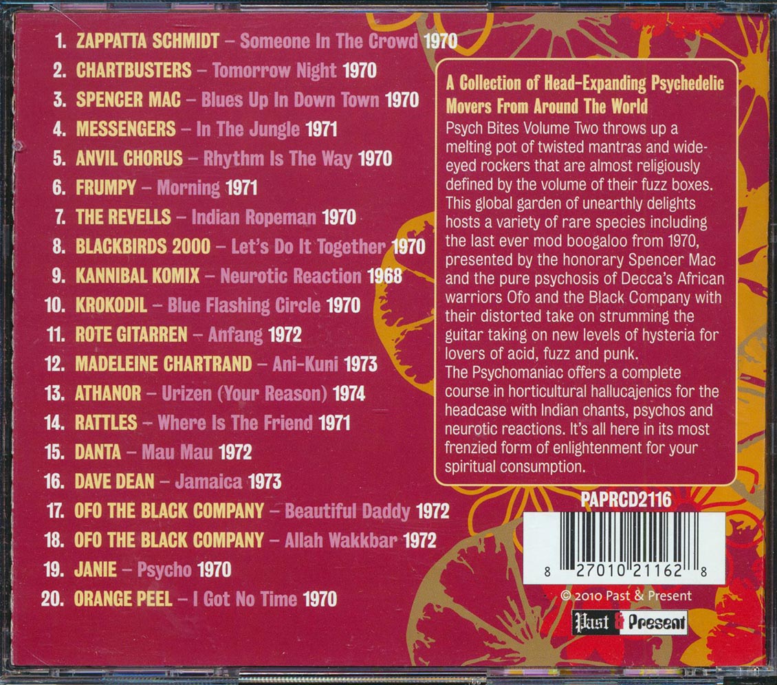 Rattles Danta Ofo The Black Company Orange Peel Blackbirds 2000 Anvil Chorus Etc Psych Bites Volume 2 The Psychomaniac Presents!! An Assortment Of Heavy Psychedelic Rockers From Planet Earth!! Music CD