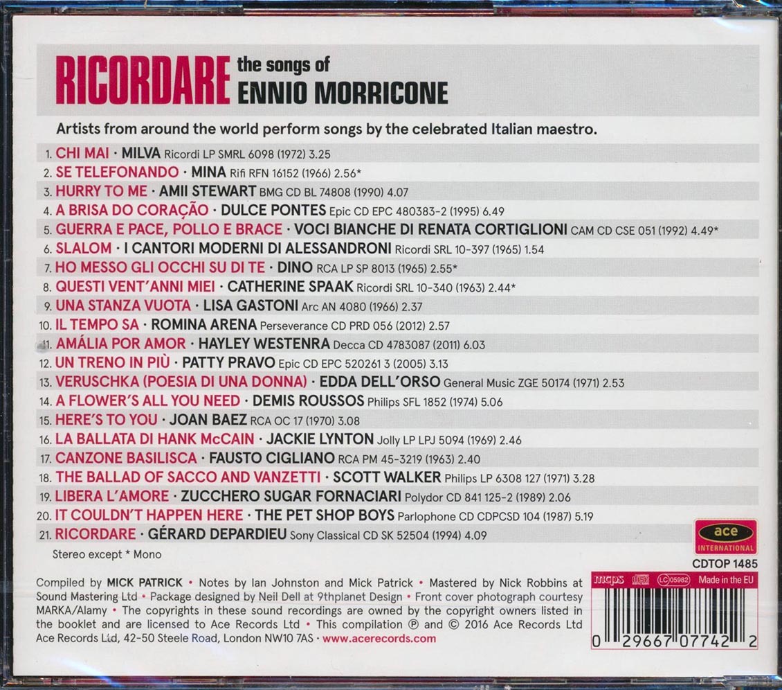 Various - Ricordare: The Songs Of Ennio Morricone (incl. large booklet) Music CD