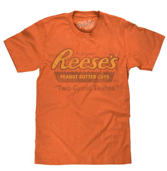 Reese's Peanut Butter Cup Two Great Tastes Mens T Shirt Officially Licensed Orange