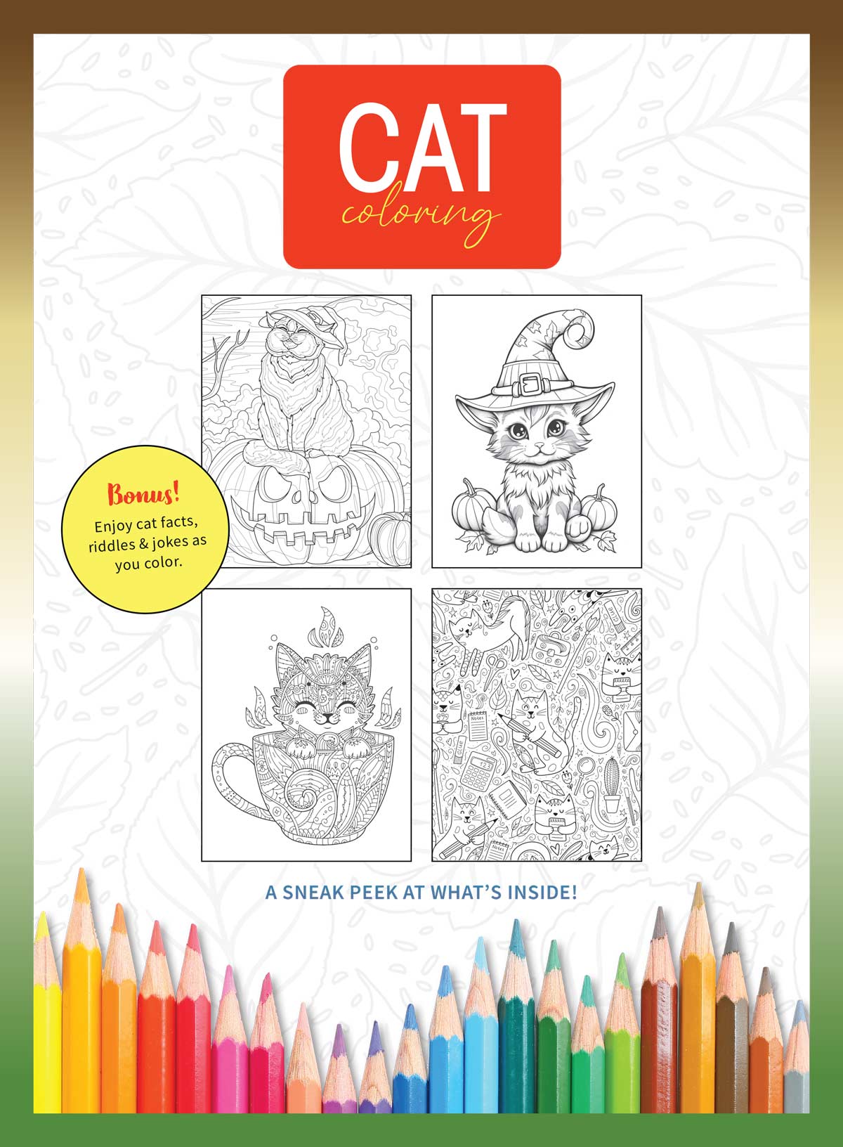 Cat Coloring - 32 Fall Themed Designs, Kitties Sleeping, Playing, Posing, Relaxing, Inspiration, Adult Coloring Book, Unleash Your Inner Artist, Boost Creativity, Unwind, Unplug, De-Stress & Draw!
