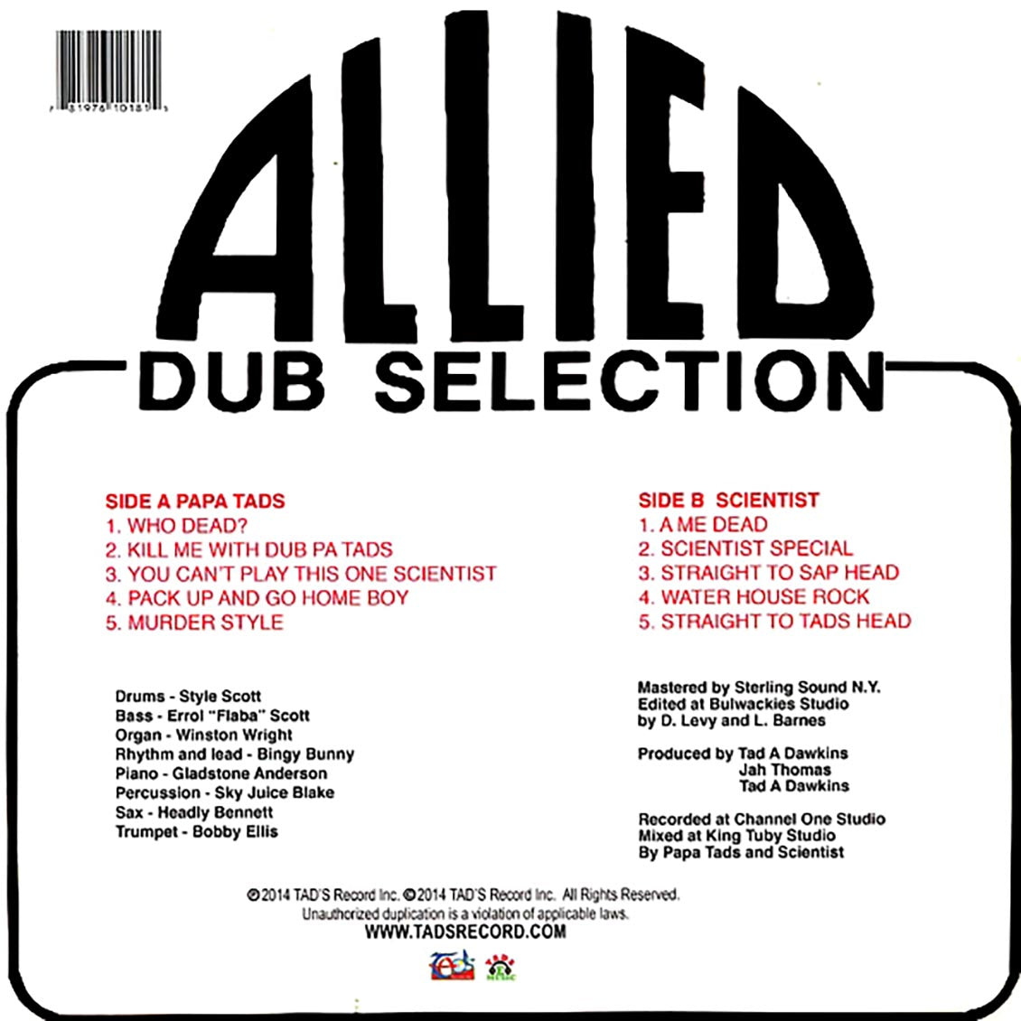 Scientist - Allied Dub Selection: Scientist Vs. Papa Tad's (US press) Vinyl Record