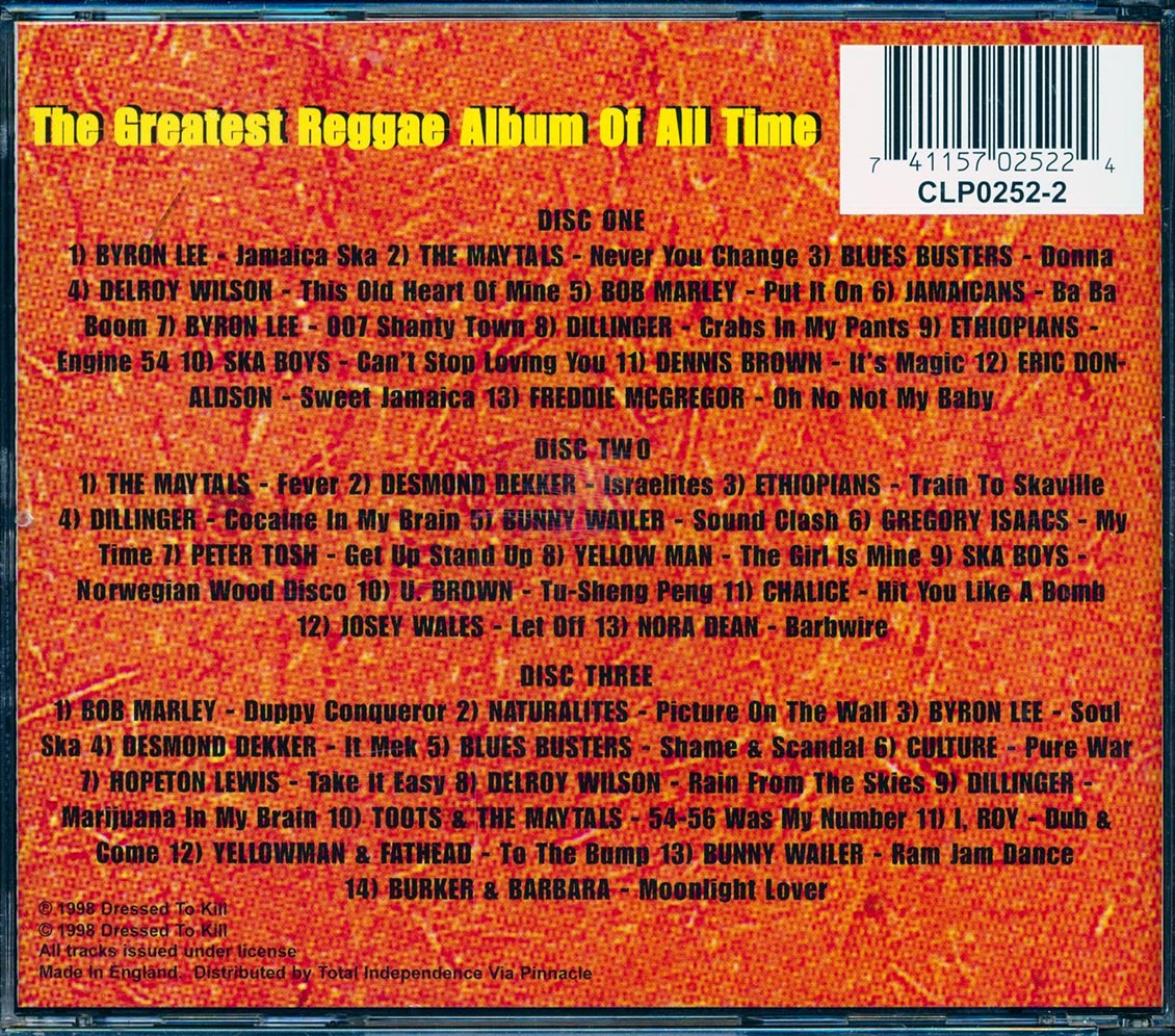 Bob Marley, Desmond Dekker, Gregory Isaacs, Toots & The Maytals, Etc. - The Greatest Reggae Album Of All Time (40 tracks) (3xCD) Music CD