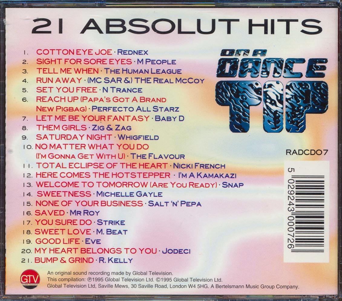 R Kelly, The Human League, M People, Etc. - On A Dance Tip (21 tracks) Music CD