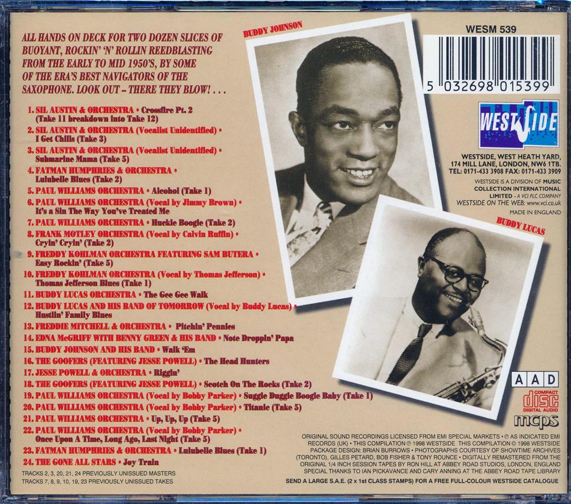 Vuddy Lucas, Sil Austin, Jesse Powell, Etc. - Titanic And 23 Other Unsinkable Sax Blasters From The Jubilee, Josie, Roulette Vaults (24 tracks) Music CD