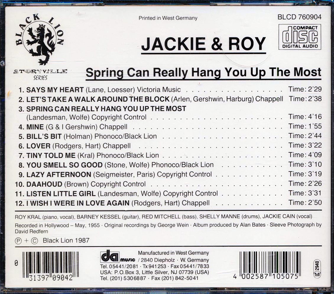 Jackie & Roy - Spring Can Really Hang You Up The Most Music CD