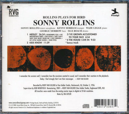 Sonny Rollins - Rollins Plays For Bird Music CD