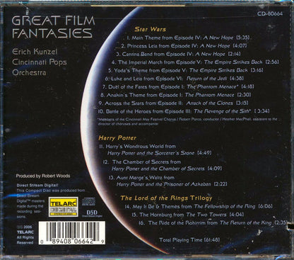 Cincinnati Pops Orchestra - Great Film Fantasies Conducted By Erich Kunzel: Star Wars, Harry Potter, Lord Of The Rings Music CD