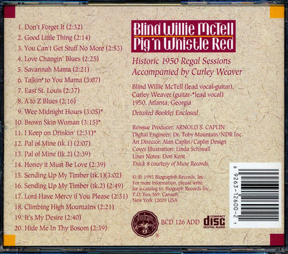 Blind Willie McTell - Pig 'n Whistle Red (20 tracks) (incl. large booklet) Music CD